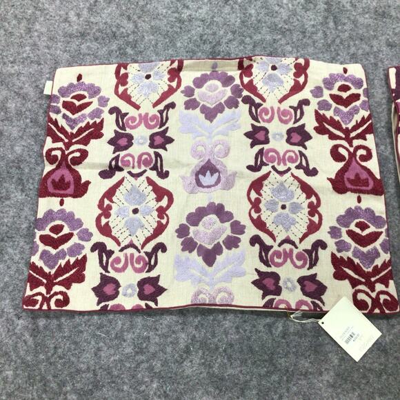 Kuk May Pillow Shams Abstract Purple Embroidered 20 x 20‎ Set Of 2 NWT 24 x 19 - Picture 2 of 12